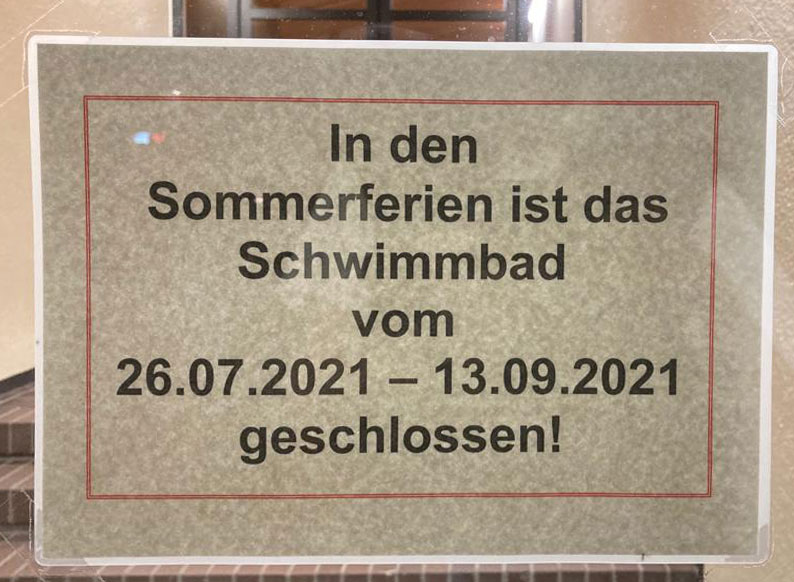 Schwimmbad geschlossen